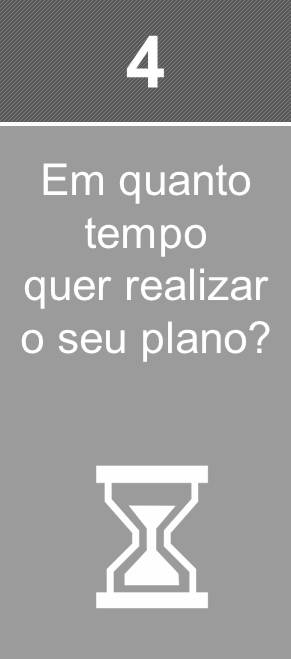 Em quanto tempo quer realizar o seu plano?